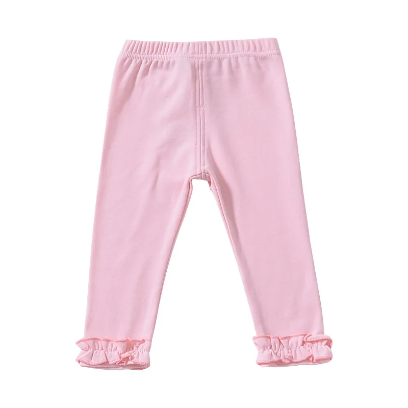 Леггинсы для маленьких девочек, простые однотонные штаны с оборками для детей, леггинсы для девочек, осенне-зимние брюки, детская одежда - Цвет: pink