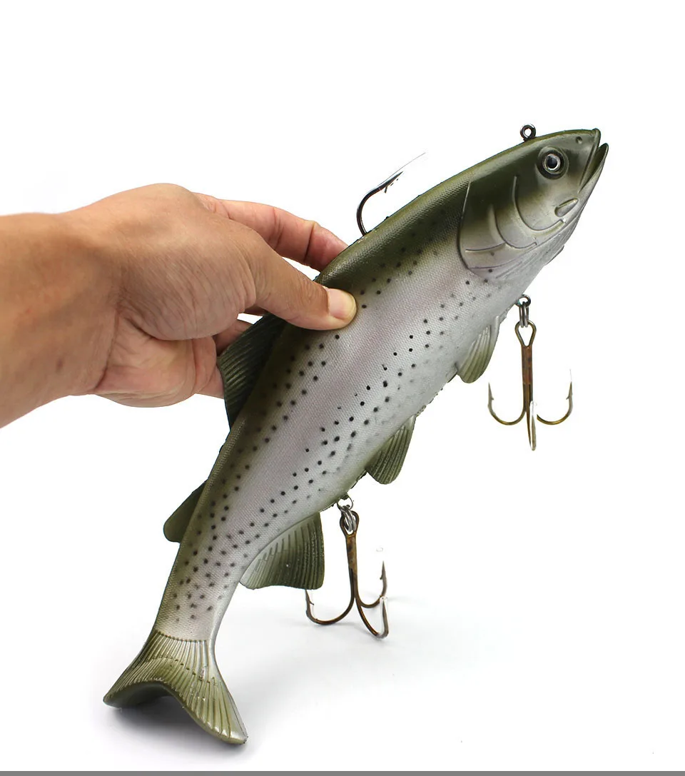 WALK FISH 20cm 30cm Simulation Soft Fishing Lure Sea Boat 3D Eyes Fishing Artificial Baits with Treble Hook and Single hook