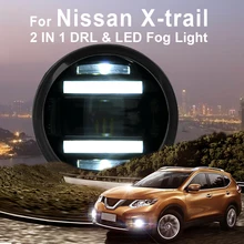 2014-ON For Nissan X-trail Led Fog Light with DRL Daytime Running Lights with Lens Fog Lamps Car Styling Led Refit Original Fog 2014-ON For Nissan X-trail Led Fog Light with DRL Daytime Running Lights with Lens Fog Lamps Car Styling Led Refit Original Fog