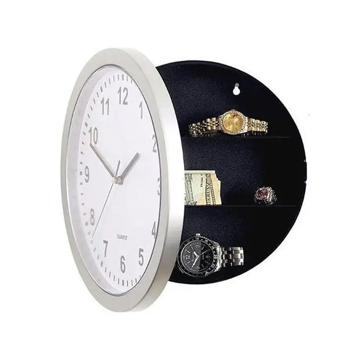 Hidden Safe Clock Stash Box Money Jewelry Wall Clock Round Compartment Living Room,Home With Secret Stash Box