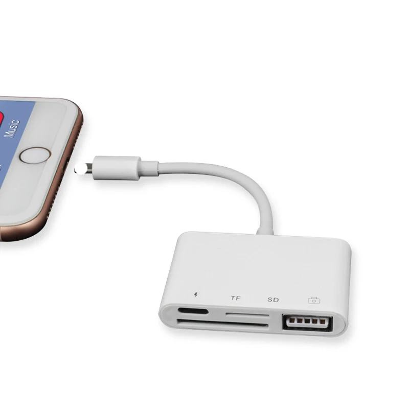 Pаспродажа 4 в 1 SD TF font b Card b font font b Reader b font Камера OTG Адаптер Кабель Преобразователь Комплект подключения зарядного для iPhone X 8 7 iPad для Lightning