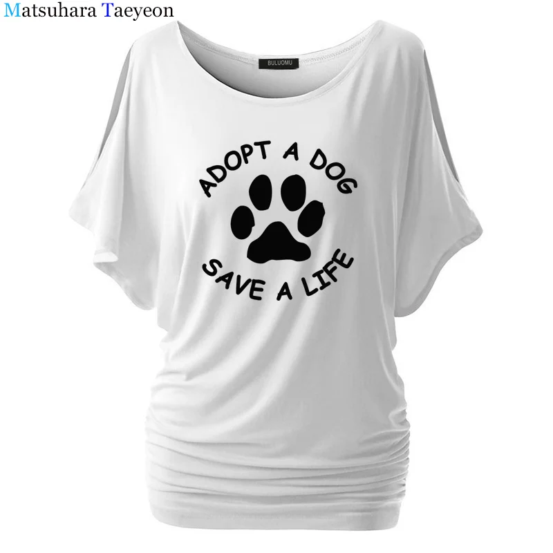 

T-Shirts 2018 Spring Women Adopt A Dog Save A Life Casual Cotton Long Sleeve Loose O-Neck Ladies Tees Tops t shirt Brand