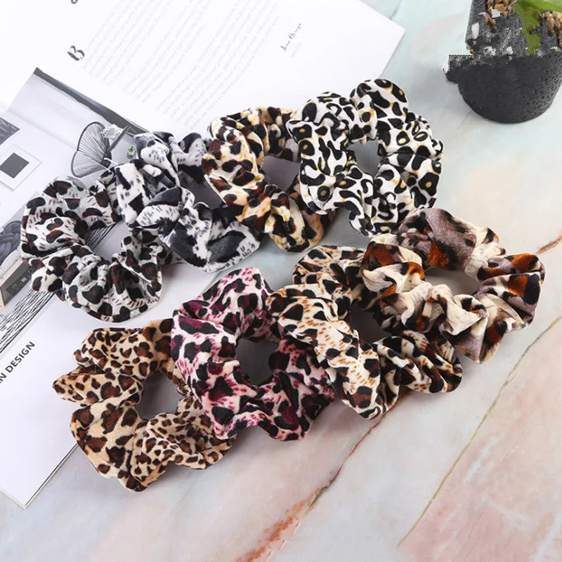 

Headwear Leopard Elastic Hair Ribbon Bands Scrunchie Women Hair Ties Hair Accessories Fashion personality
