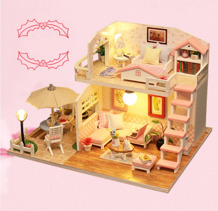 DIY миниатюрный дом с мебелью DIY деревянный дом Миниатюрный Кукольный домик игрушки для детей Рождество и подарки на день рождения