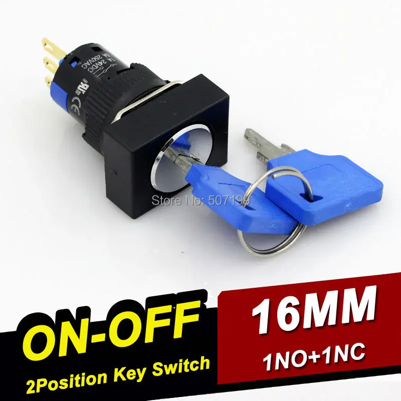 low shipping cost,dia.16mm 2 positions key lock push button switch ROHS