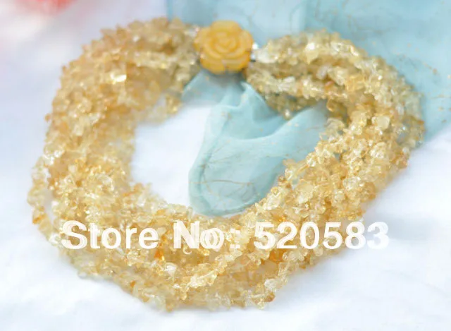 

10row 17" nature yellow crystal citrine detritus necklace