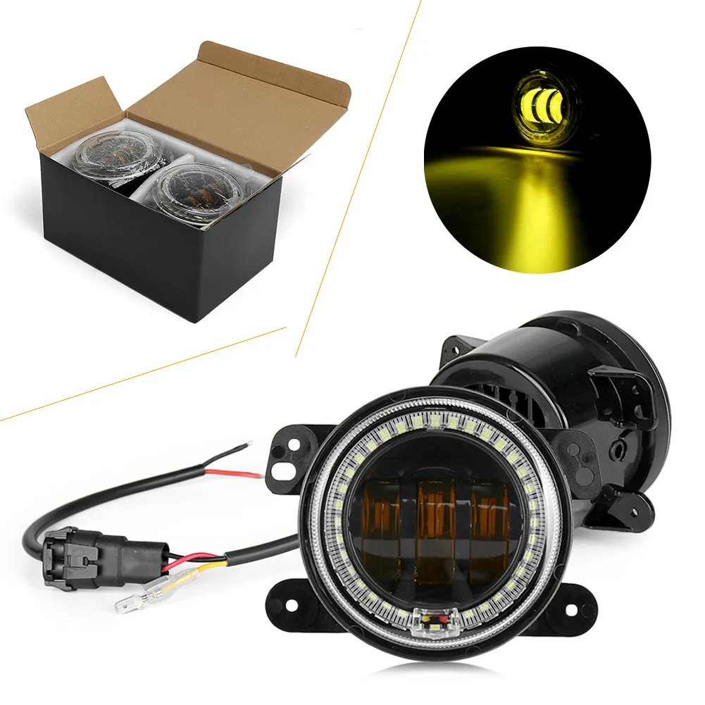 LED Projector Fog Lights Driving Lamp+White DRL For Jeep Wrangler Grand