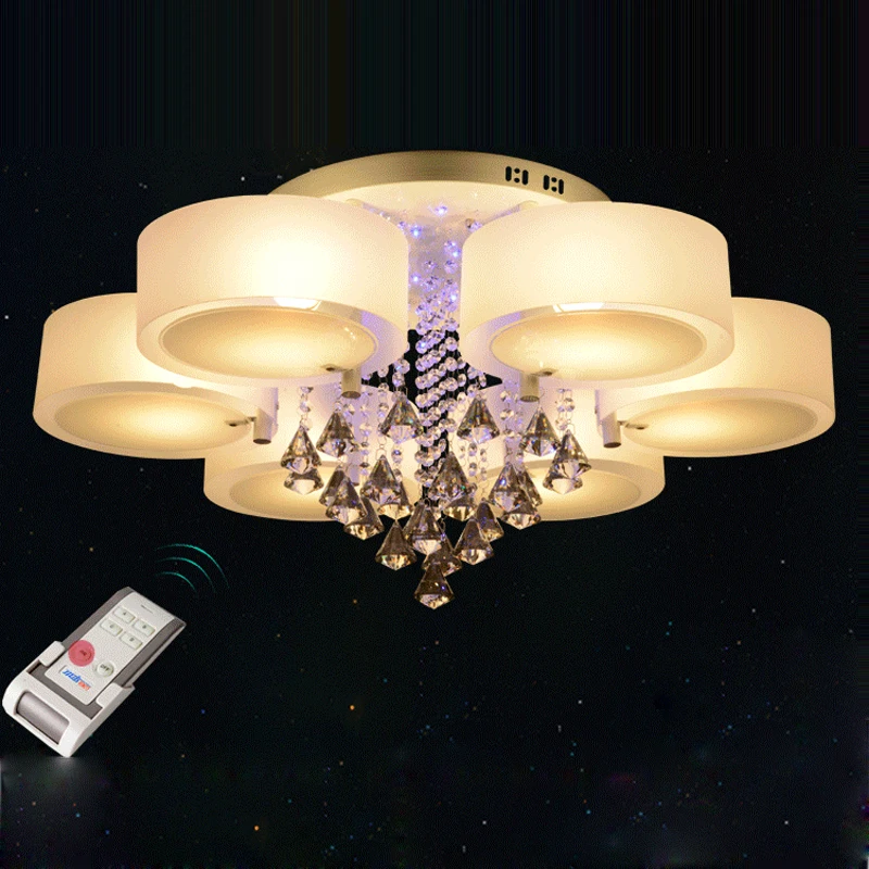 

Ecolight Modern Chandelier Crystal with Remote Control 6 Lights Led Chandeliers Light for Bed Living Room 220-240 Volt