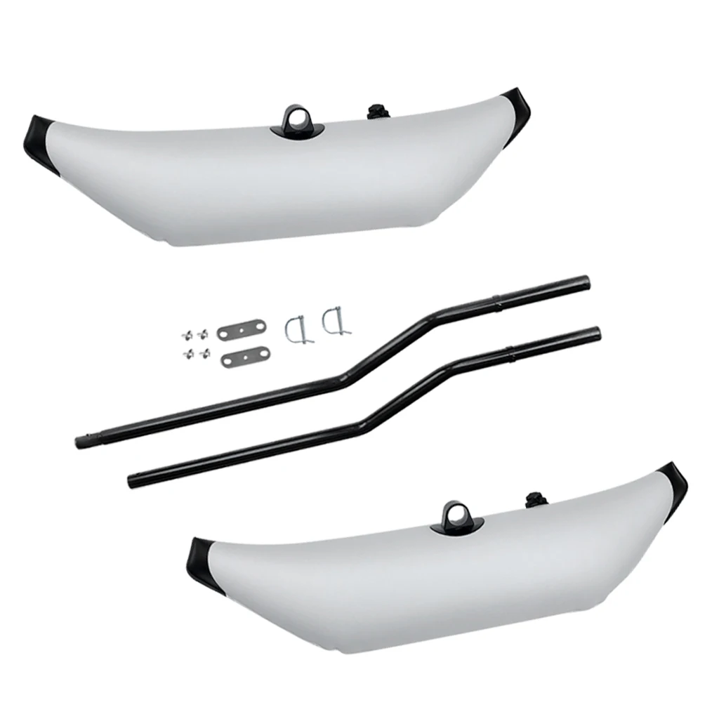 

2x White PVC Inflatable Stabilizer & 2 Pole Mount for Kayak Paddling Fishing Stabilizer Pole Mount Stand Sidekick Ama Kit