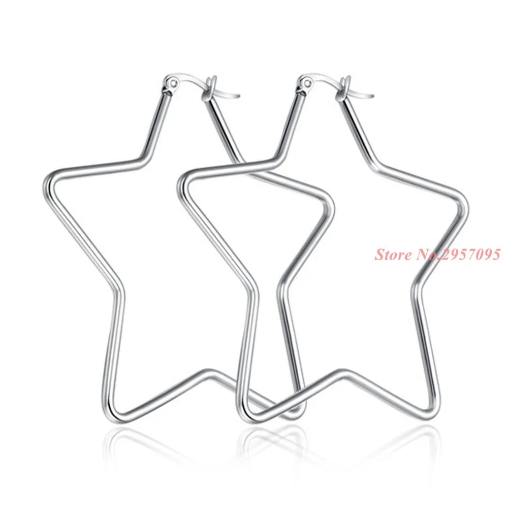 

Simple Design Punk Jewelry Stainless Steel Silver Color Star Earring For Women /Kid Jewelry Free Shipping