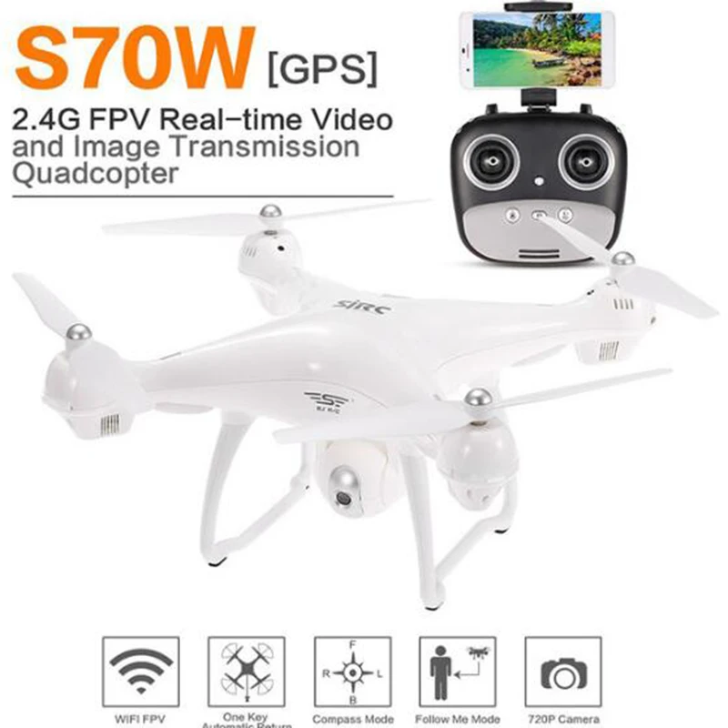 

S70W Follow Me GPS FPV RC Drone Quadcopter Helicopter With 1080P HD Wide-Angle Adjustable WiFi Live Video Camera Return Home f11
