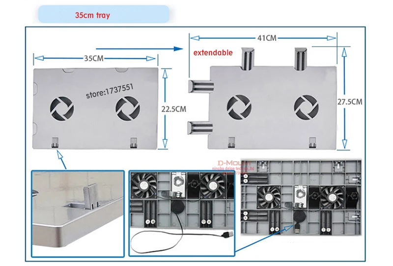 Suporte de Teclado Quadrado + Mouse Apoio de Braço Suporte de Mesa D-montagem Multifuncional Almofada Portátil Mouse Aço Inoxidável 20kg Ok331 - Image 3