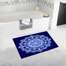 Темно-синий и белый цветочный Мандала роскошный микрофибровый моющийся ванный ковер для пола ванной спальни гостиной