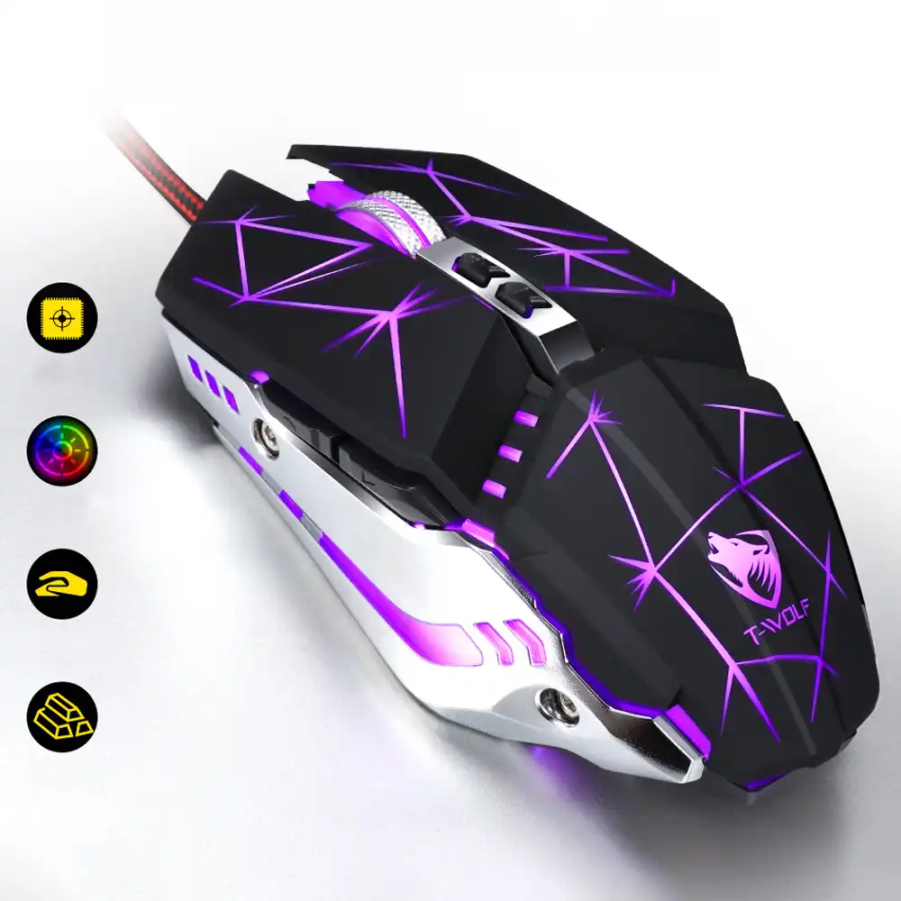 wired gaming mouse 4800dpi adjustable program macro