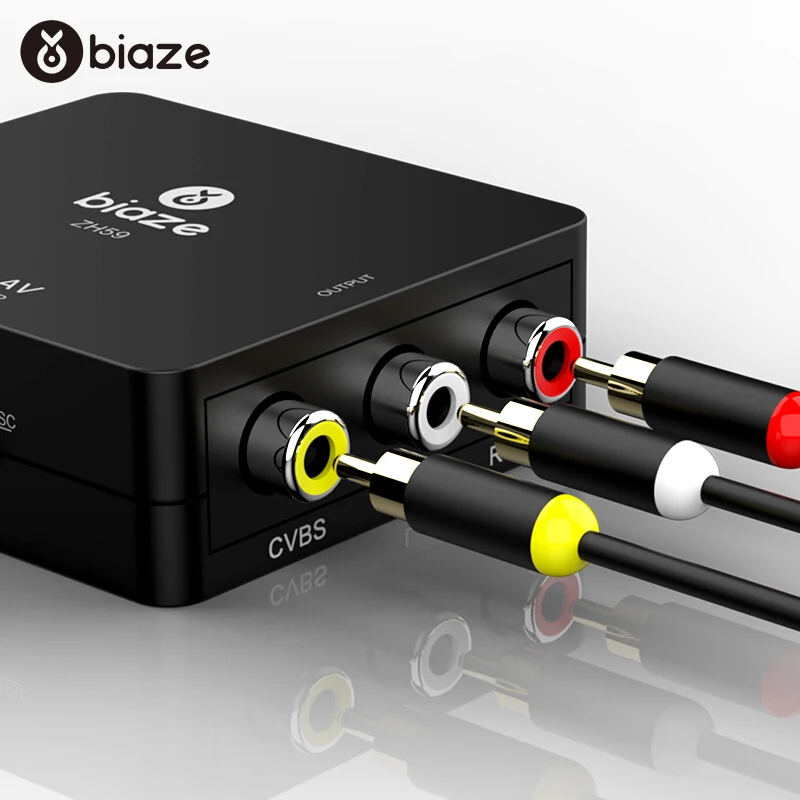 

Biaze HDMI TO AV Scaler adaptador HD Video convertidor HDMI to 3 RCA AV/CVSB L/R Video 1080 p HDMI2AV apoyo NTSC send usb cable
