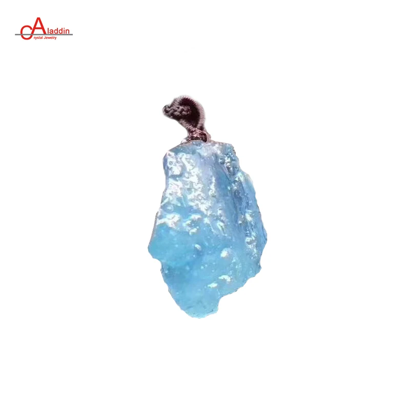 Aladdin Crystal 2019 Big Fashion Necklace Natural Aquamarin Original Pendant Citrin Amethysts raw Male Necklace gift for mother