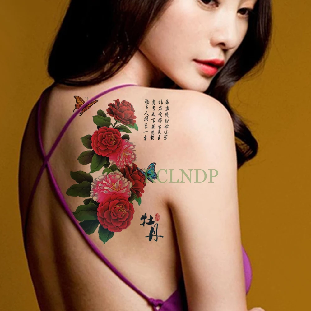 Водонепроницаемый Временные татуировки Стикеры китайский peny цветы tatto Стикеры s флэш-тату поддельные татуировки для женщин