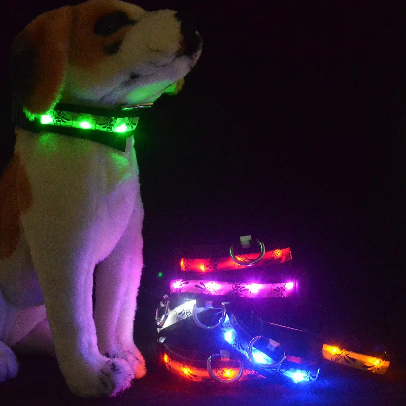 

Pet Supplies Pets Dogs Cat Night Safety Collar Flashing Glow Light Up Cartoon Fluorescence Nylon LED Collars S M L XL 7 Colors