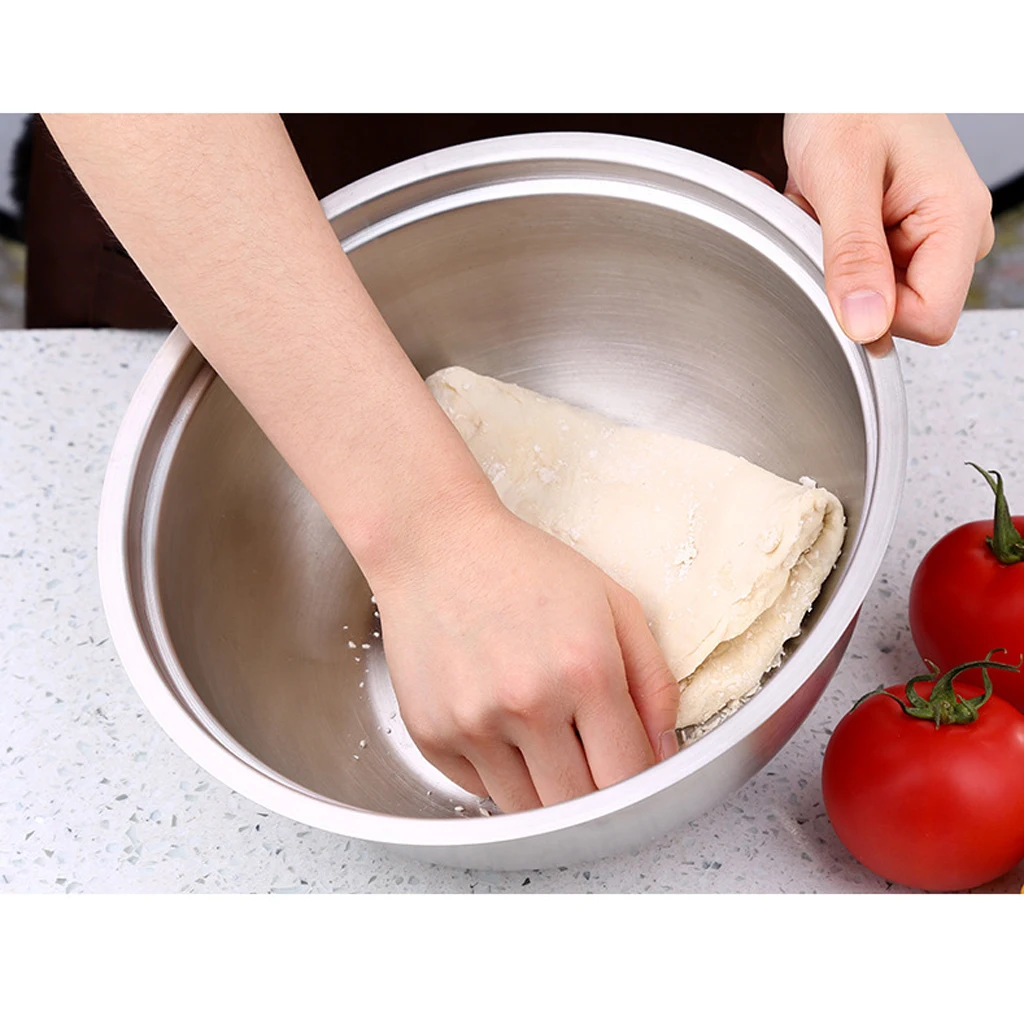Large Stainless Steel Catering Washing Mixing Bowl Flat Base with Lid