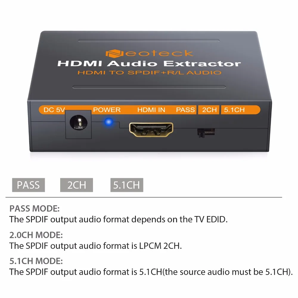 1080P HDMI конвертер с USB кабель питания Оптический TOSLINK SPDIF и аналоговый RCA L/R стерео