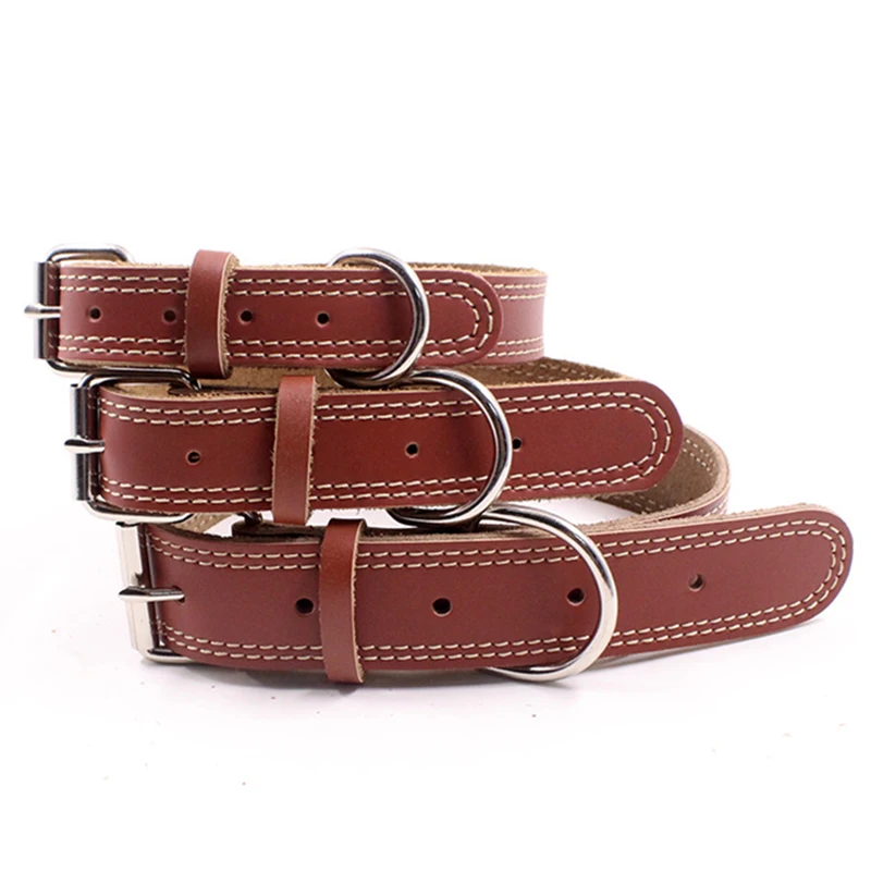 High-grade Adjustable Genuine Leather Dog Collars Pet Dog Necktie Necklace Harness For Pitbull Bull Terrier Big Dog Accessories5
