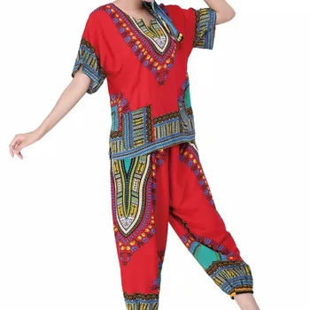 

2019 African Dress Women Clothing Limited New Sexy Retro Ethnic Dashiki Fashion Loose Two Sets Of Fitting Pants + Shirt Dress