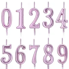

1pc/bag Glittering Rose/Lovely Pink Birthday Candles Digital Candles for Kids Girls Boys Birthday Party Cake Decor Supply (0~9)