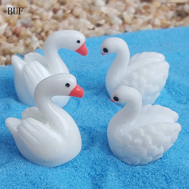 

BUF 2Pcs/Set Micro Landscape Ornaments little Swan Statue Mini DIY Home Decoration Accessories Small Adornment Resin Swan Welt