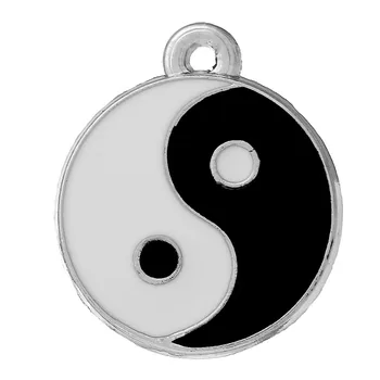 

DoreenBeads Retail Silver Color Enamel Yin Yang Charm Pendants 25x20mm,sold per pack of 20