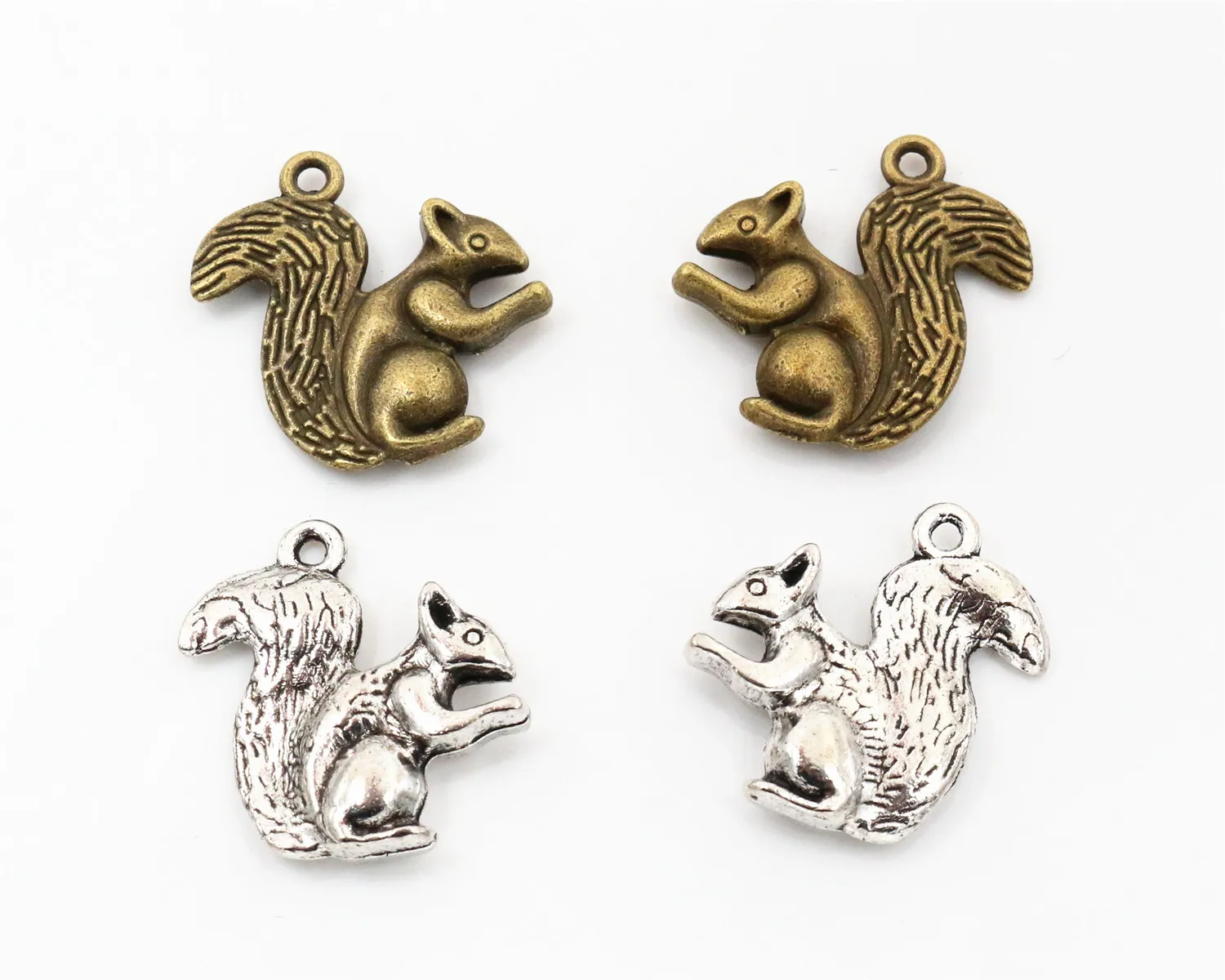 

21x20mm 10pcs Antique Bronze and Antique Silver Plated Squirrel Handmade Charms Pendant:DIY for bracelet necklace