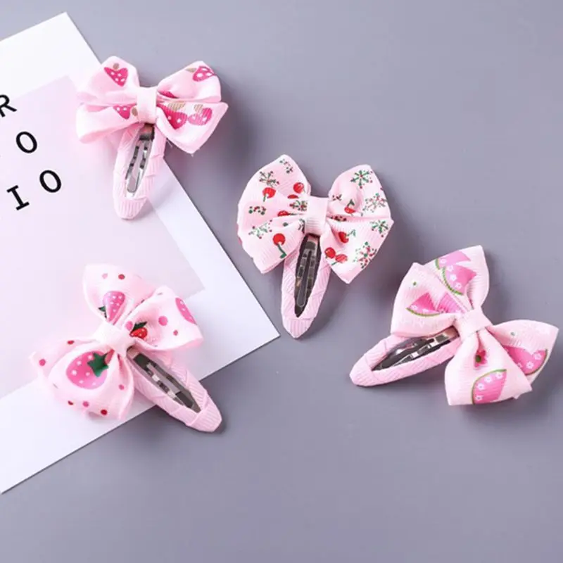 

1Pc Children Kids Cute Metal Alloy BB Hair Clips Bowknot Fruit Striped Patterns Snap Barrettes Ice Cream Candy Color Hairgirps C