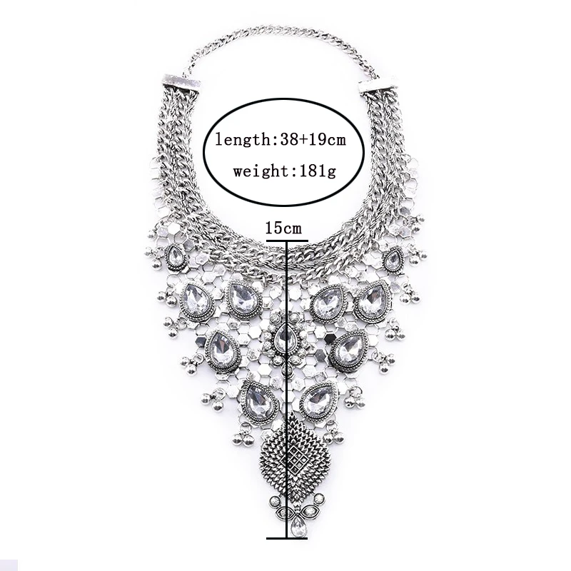 PPG&PGG 2019 New Full Crystal Gem Luxury Bridal V Shaped Rhinestone Vintage Maxi Statement Necklace Collar Women Antique Bijoux