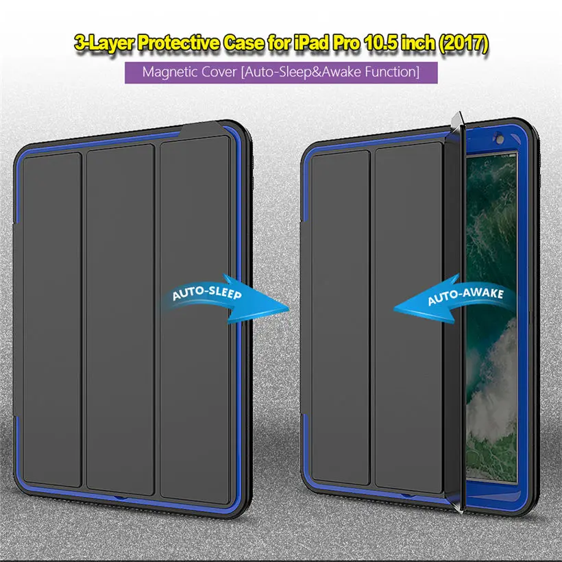 

Shockproof Kids Safe Case For new iPad Pro 10.5" 2017 A1701 Case Smart Cover Funda Tablet Armor Shell w/Screen Protector Film