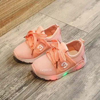 

New Children Luminous Shoes Boys Girls Mesh Sport Shoes Baby Flashing Lights Fashion Sneakers Toddler Kids LED Sneakers