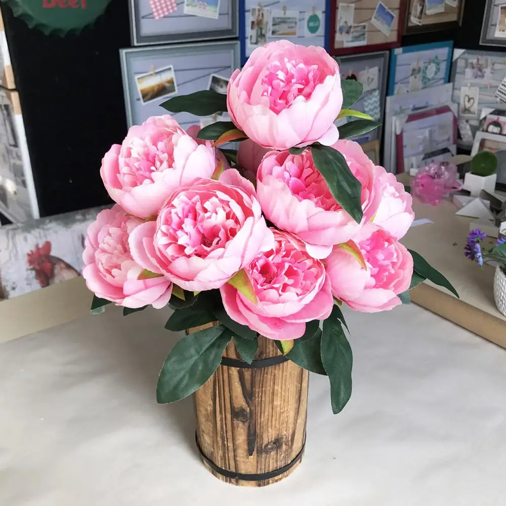 Buy 10 head Silk flower wedding bouquet peony Artificial flowers Peony fake