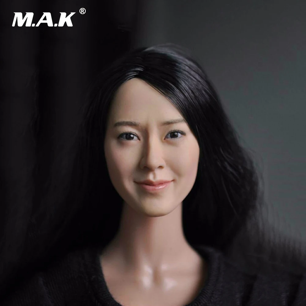 1/6 женская голова обрушения аксессуар Lin сестра Глава Sculpt с длинными черные прямые волосы модель для 12 ''фигурку средства ухода за кожей