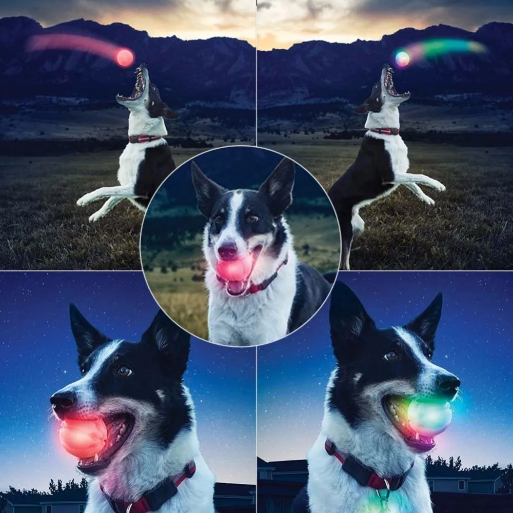 Pet Toys Chew Durable Pet Train Ball LED Bounce Light Ball Glow Balls 6cm Meteor Light Dog Ball Silicon