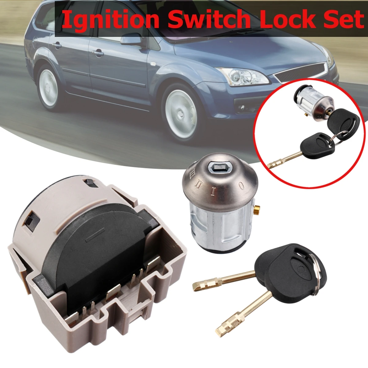 

Car Front Ignition Switch+Barrel Cyclinder Lock Cylinder+2 Keys For Ford for Focus MK1 Transit Connect 1998-2013 1022184 1677531