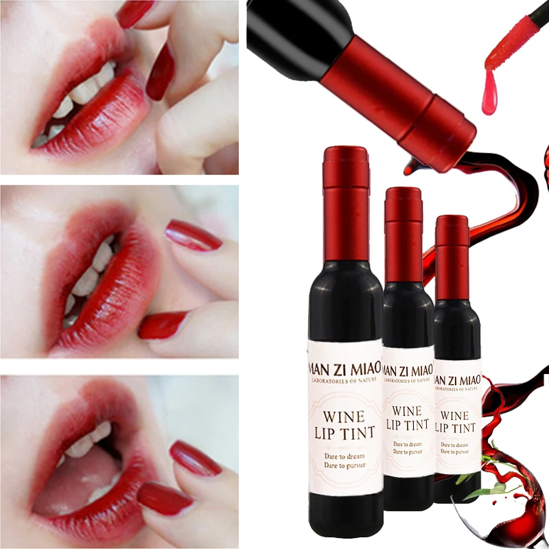 Wine Bottle Lip Gloss Waterproof Matte Liquid Lipstick Beauty Makeup