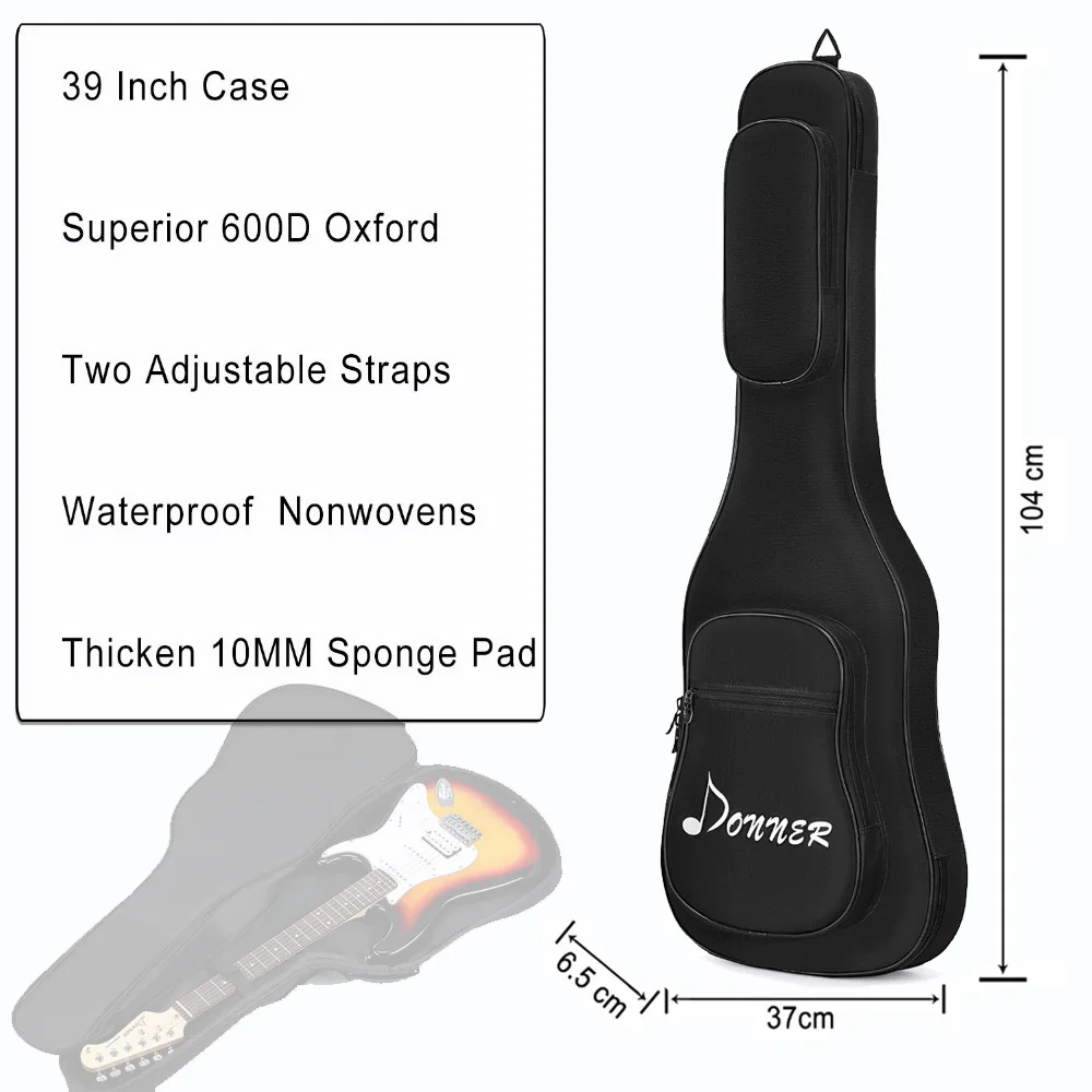 Donner 39 дюймов Премиум электрическая бас гитара Gig сумка рюкзак чехол водостойкий нетканый внутренний уплотненный губчатый коврик