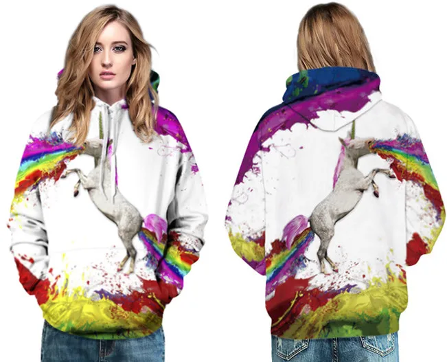 Rainbow Horse Digital Printing Hoodies For Men Women 3D Sweatshirts Hoody Hip Hop Pullovers