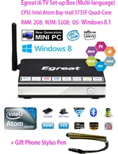 Egreat i6 Windows 10.0 Quad Core TV Box Mini PC Intel Atom Z3735F 2GB/32GB Bluetooth Dual WiFi Smart TV Box Player + Stylus Pen