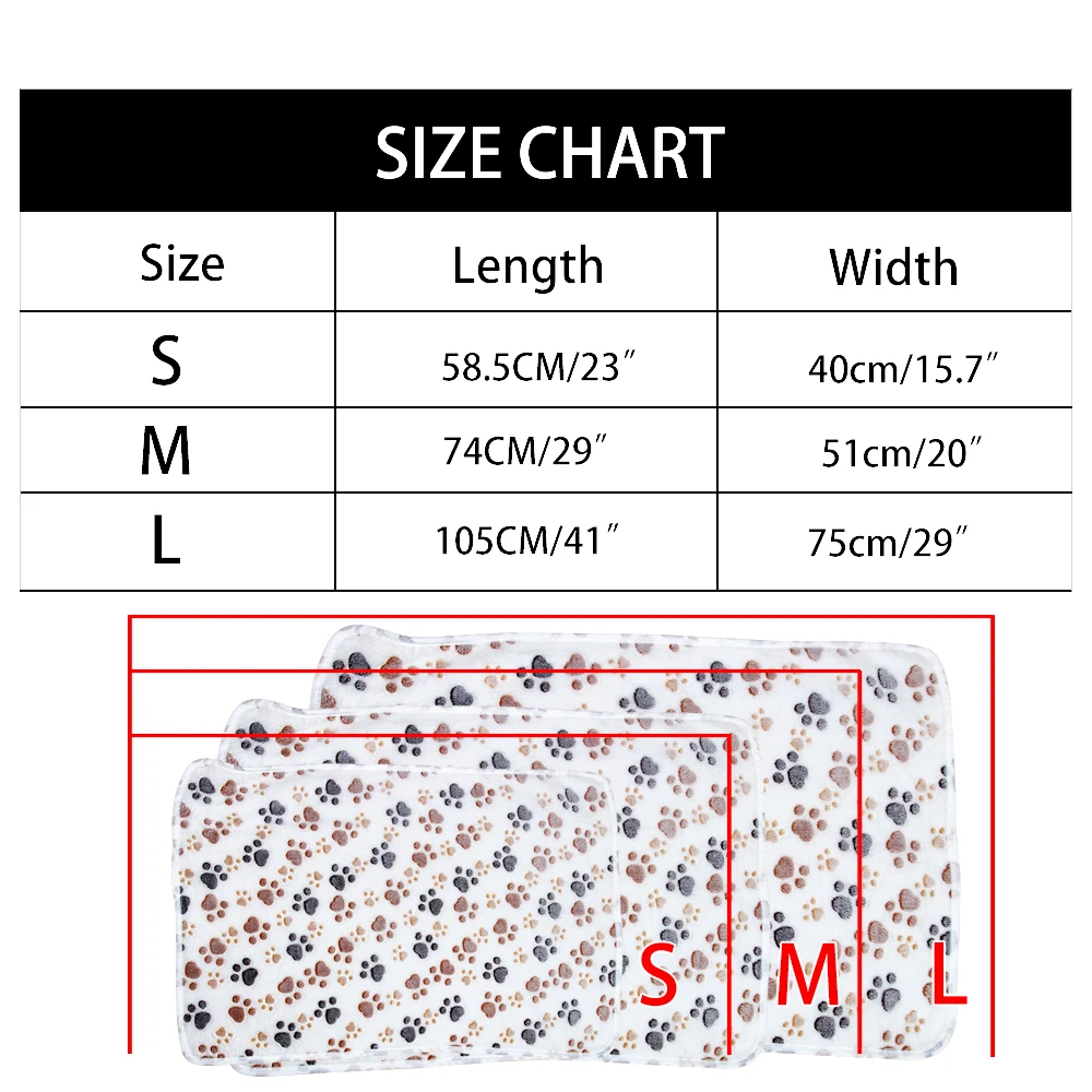 HOTFUN флисовые одеяла для маленьких, средних, больших собак и кошек Одеяла для кровати 40*58,5 см; 74*51 см; 104*76 см с принтом лапы