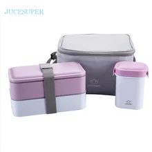 Japanischen Doppel Portable Picknick Lunchbox Mikrowelle Heizung Lunchbox Mode Handtasche Mit Essstäbchen Löffel Teller Besteck Set