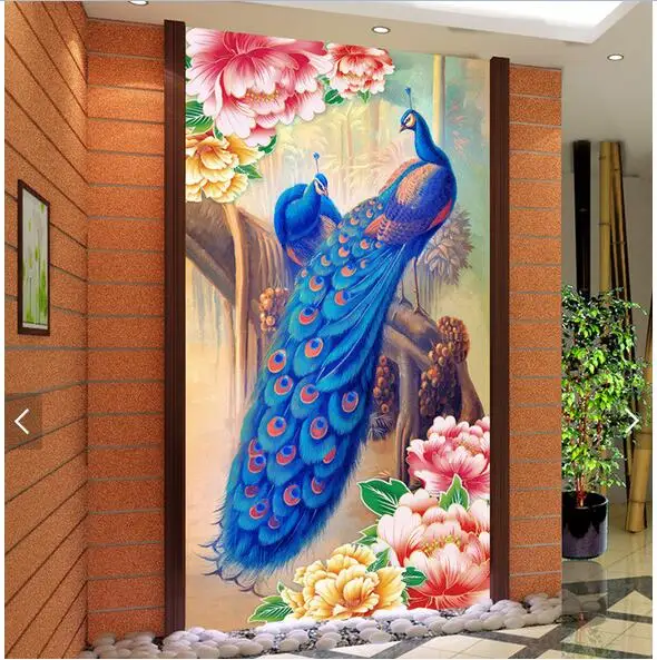3d room custom photomural peacock flower feature wall