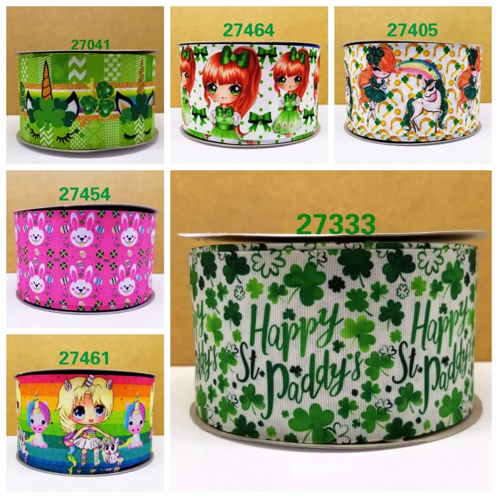 

Free shipping 50 yard per size Saint Patrick's day ribbon printed grosgrain ribbon 27464