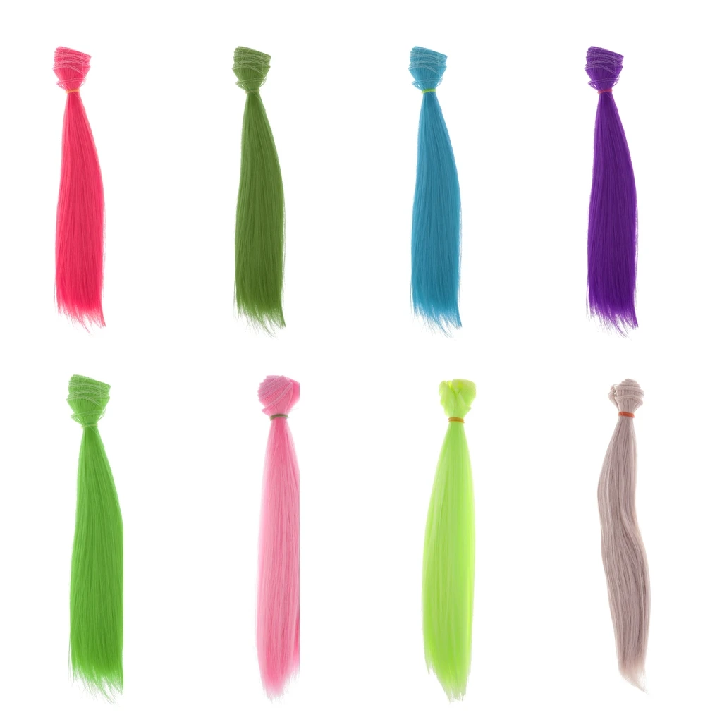 25x100cm Doll Wig Colorful Straight Long Hair Hair Extensions Wig DIY&Repair Accessory Fit for All Girl Dolls Making 8 Colors 