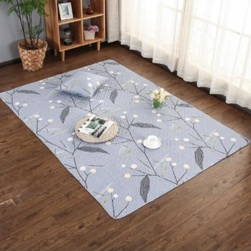 

Simple Cotton Home Carpet Cartoon Pattern Floating Flower Twill Cloth Rugs Four Seasons Non-slip Cushion