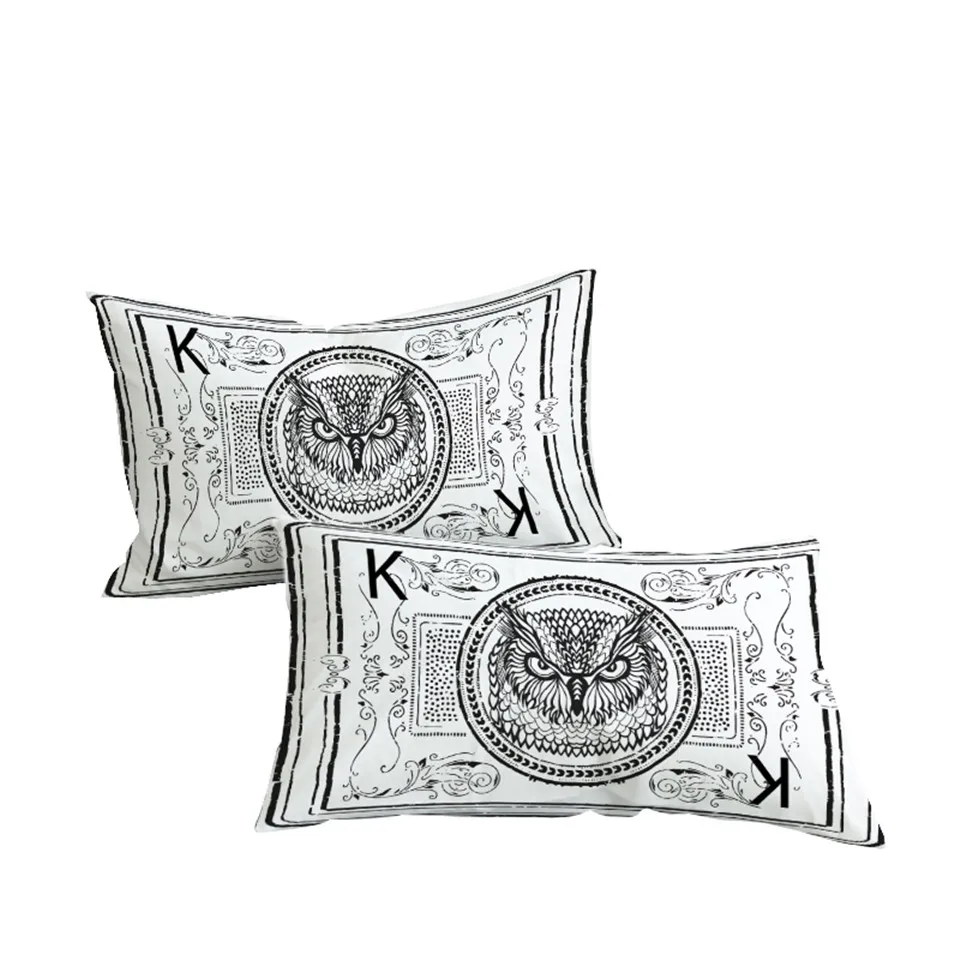 BeddingOutlet наволочка для подушки с изображением совы животных и карт Белое черное