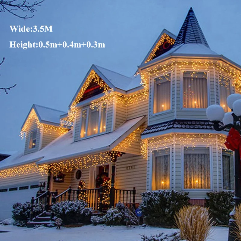 

3.5M 96LEDs Christmas String Fairy Lights Window Curtain Icicle AC110V 220V Led String Lights New Year Garden Party Lights